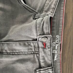 worn once gray peace love world jeans